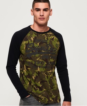 Superdry Ing Shop Camo Hosszú Ujjú Férfi Pólók Zöld/Fekete/Camo | GNCSB1473